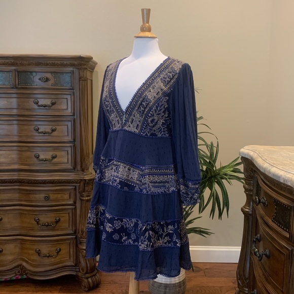 NWT $168 Free People My Love Mini Dress Blue L - Picture 8 of 16